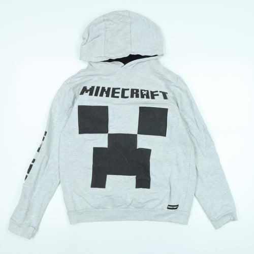 Jinx Boys Grey Polyester Pullover Hoodie Size 13-14 Years - Minecraft