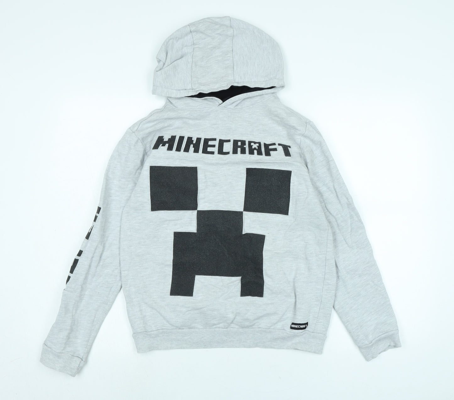 Jinx Boys Grey Polyester Pullover Hoodie Size 13-14 Years - Minecraft