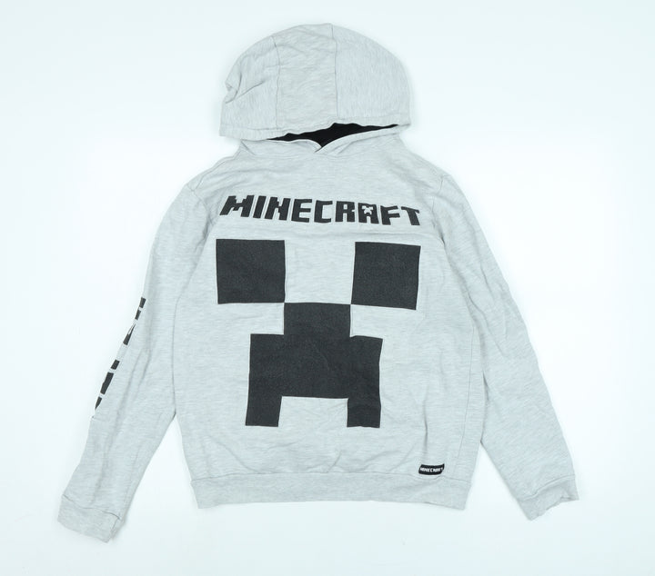 Jinx Boys Grey Polyester Pullover Hoodie Size 13-14 Years - Minecraft