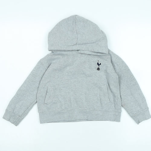 Tottenham Hotspur F.C. Boys Grey Polyester Pullover Hoodie Size 3-4 Years - Logo