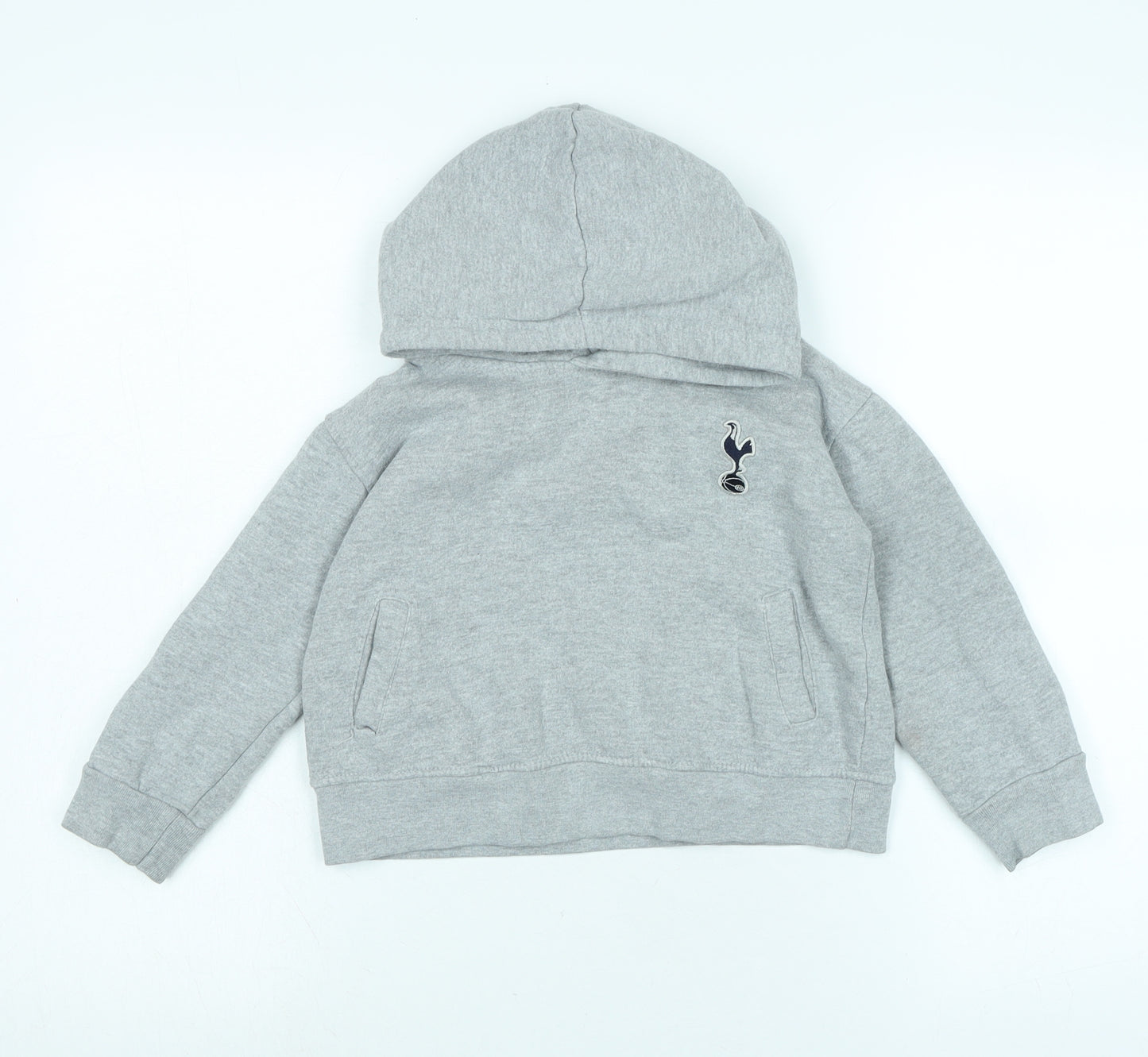 Tottenham Hotspur F.C. Boys Grey Polyester Pullover Hoodie Size 3-4 Years - Logo