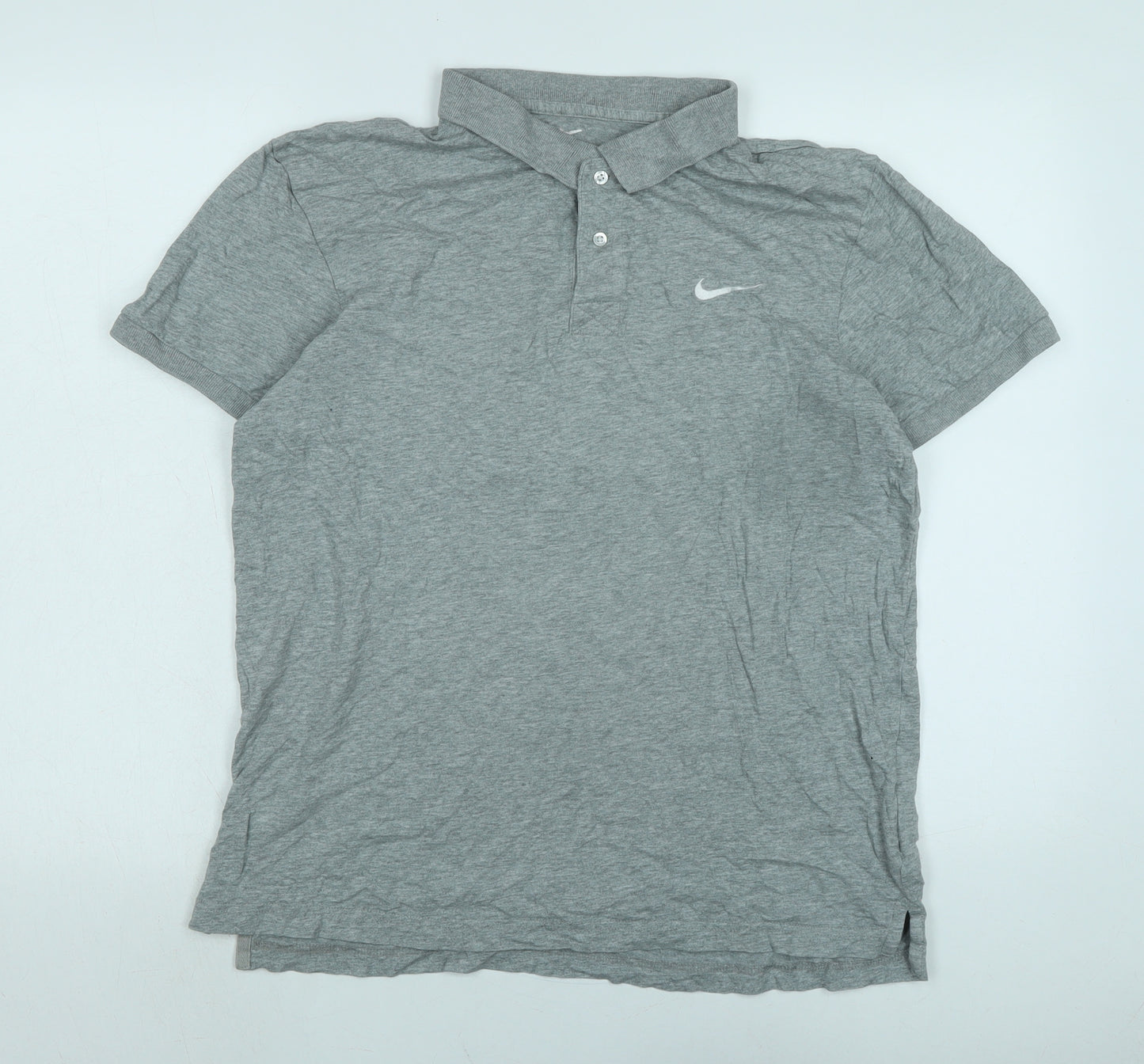 Nike Mens Grey Cotton Polo Size L Collared - Logo