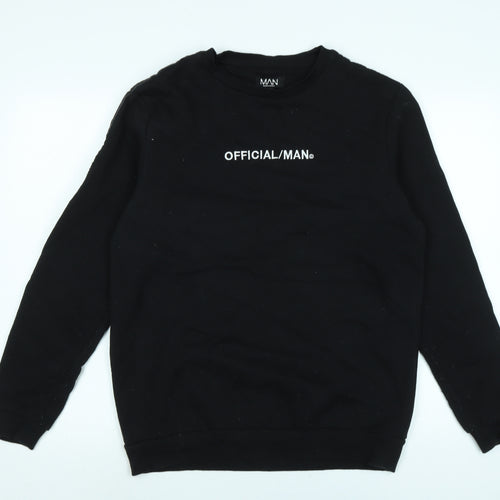 boohoo man Mens Black Polyester Pullover Sweatshirt Size M - Official Man