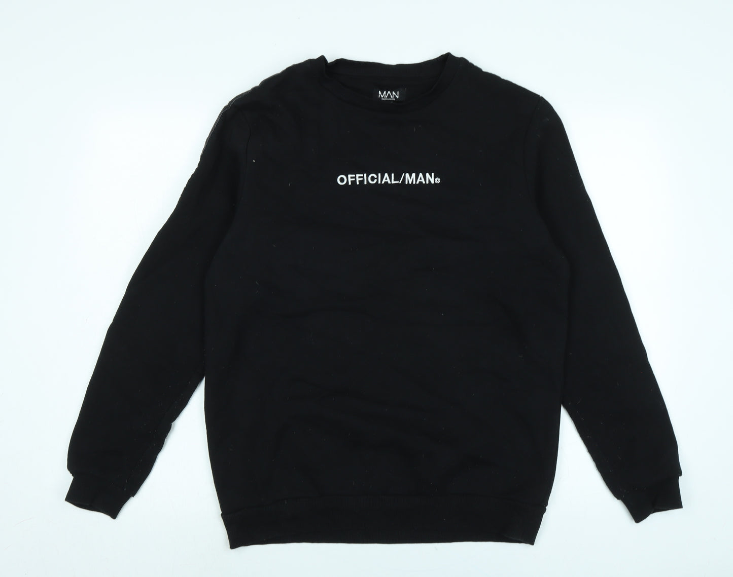 boohoo man Mens Black Polyester Pullover Sweatshirt Size M - Official Man