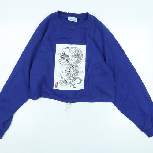 Blue Rinse Womens Blue Polyester Pullover Sweatshirt Size M - Logo