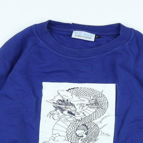 Blue Rinse Womens Blue Polyester Pullover Sweatshirt Size M - Logo