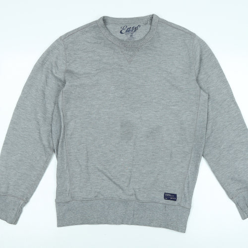 Easy Mens Grey Cotton Pullover Sweatshirt Size M - Logo