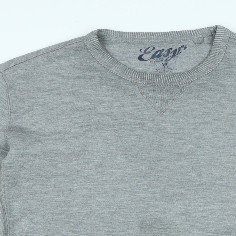 Easy Mens Grey Cotton Pullover Sweatshirt Size M - Logo