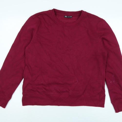 Zara Womens Purple Polyester Pullover Sweatshirt Size L - Logo