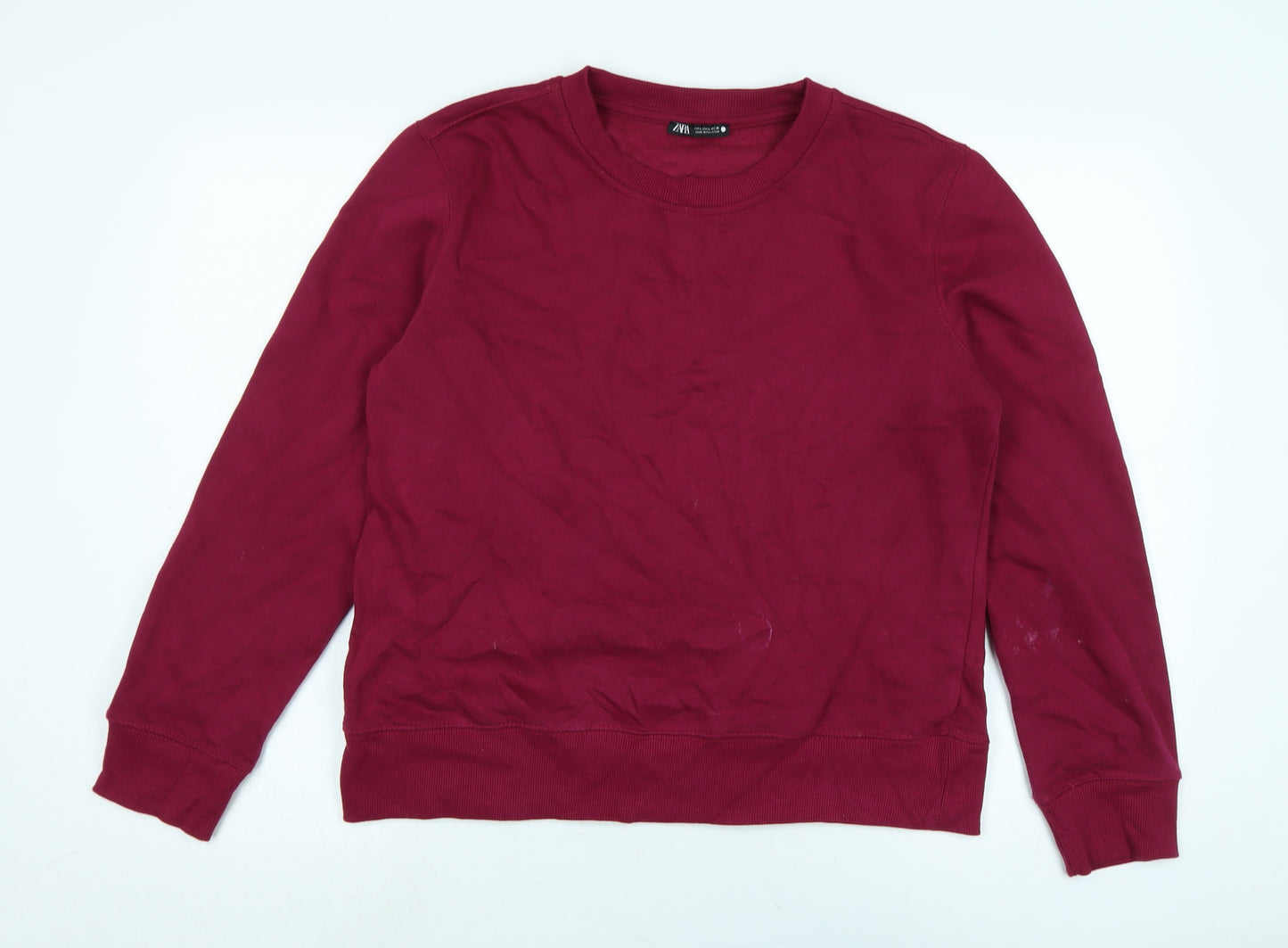 Zara Womens Purple Polyester Pullover Sweatshirt Size L - Logo