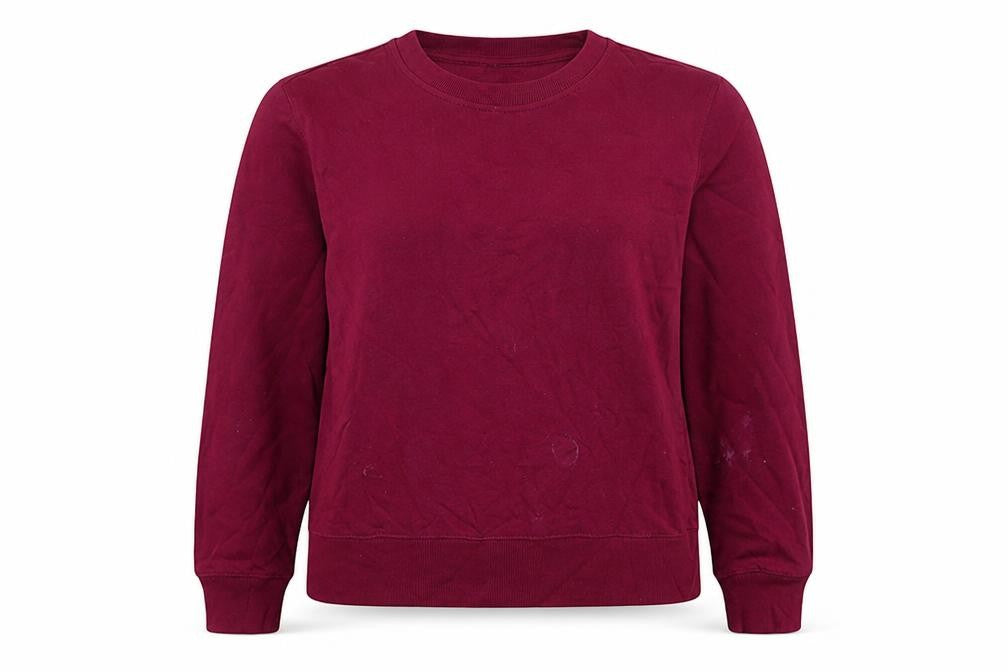 Front view of Zara women’s purple polyester pullover sweatshirt, size L, - logo