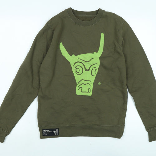 Ushiwear Mens Green Polyester Pullover Sweatshirt Size M - Logo