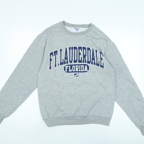 JERZEES Mens Grey Polyester Pullover Sweatshirt Size S - FT. Lauderdale Florida