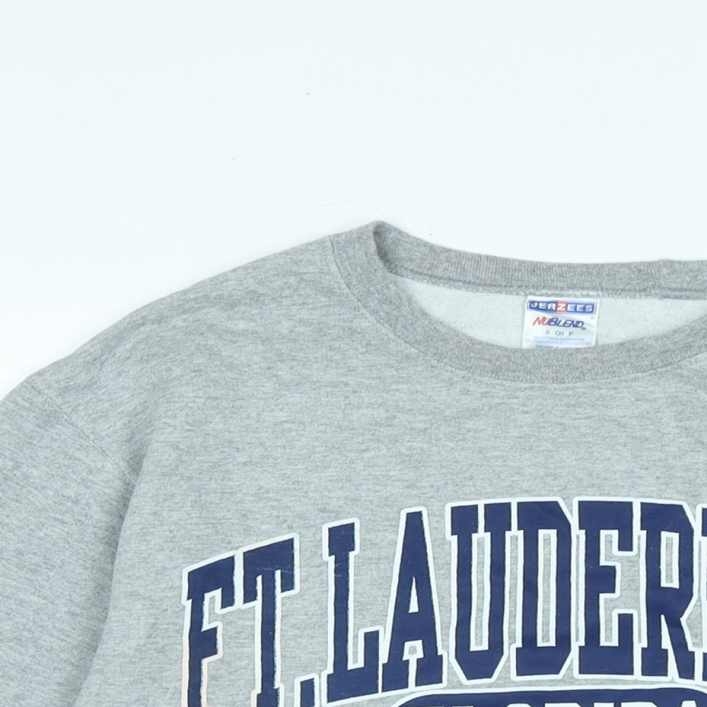 JERZEES Mens Grey Polyester Pullover Sweatshirt Size S - FT. Lauderdale Florida