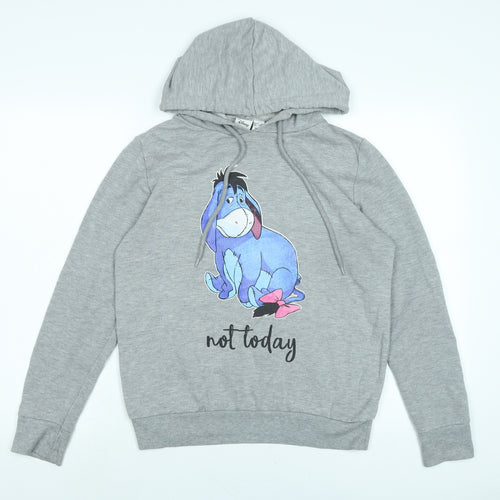 Disney Womens Grey Polyester Pullover Hoodie Size S - NOT TODAY
