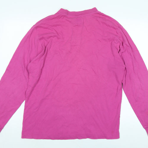 United Colors of Benetton Womens Pink Cotton Basic T-Shirt Size M Crew Neck - Logo