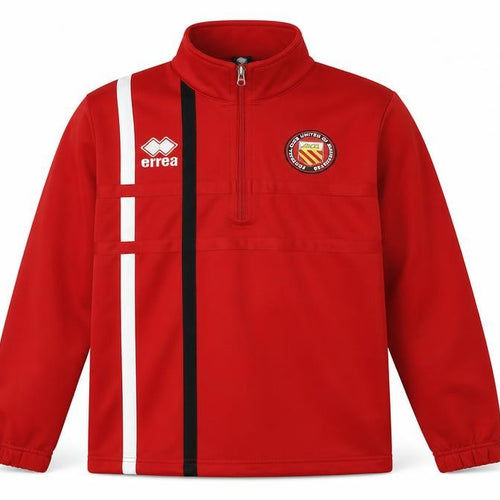 Errea Mens Red Mock Neck Polyester Pullover Jumper Size XS Long Sleeve - Football Club of Manchester