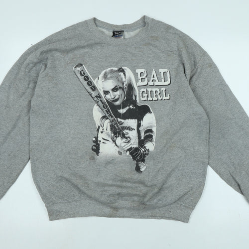Gilden Womens Grey Polyester Pullover Sweatshirt Size M - Bad Girl