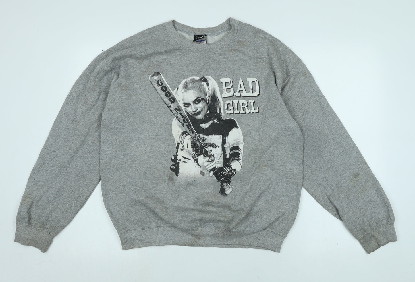 Gilden Womens Grey Polyester Pullover Sweatshirt Size M - Bad Girl