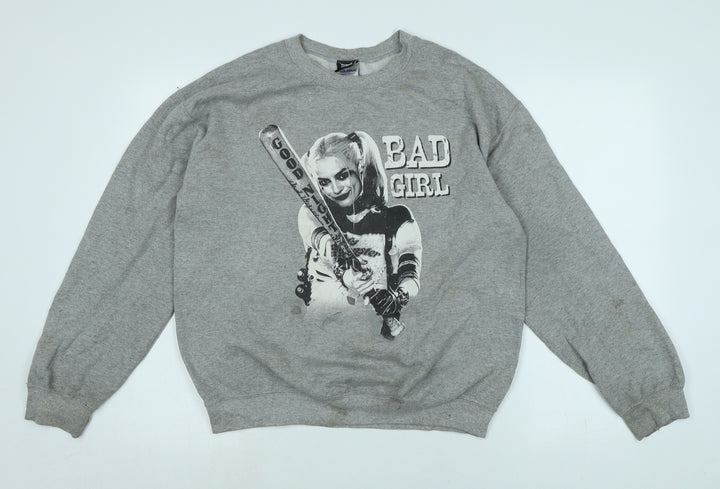 Gilden Womens Grey Polyester Pullover Sweatshirt Size M - Bad Girl