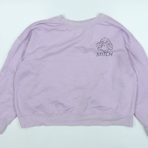 Disney Womens Purple Polyester Pullover Sweatshirt Size M - Stitch