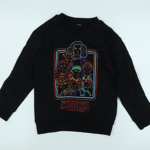 Netflix Boys Black Polyester Pullover Sweatshirt Size 7-8 Years - Stranger Things