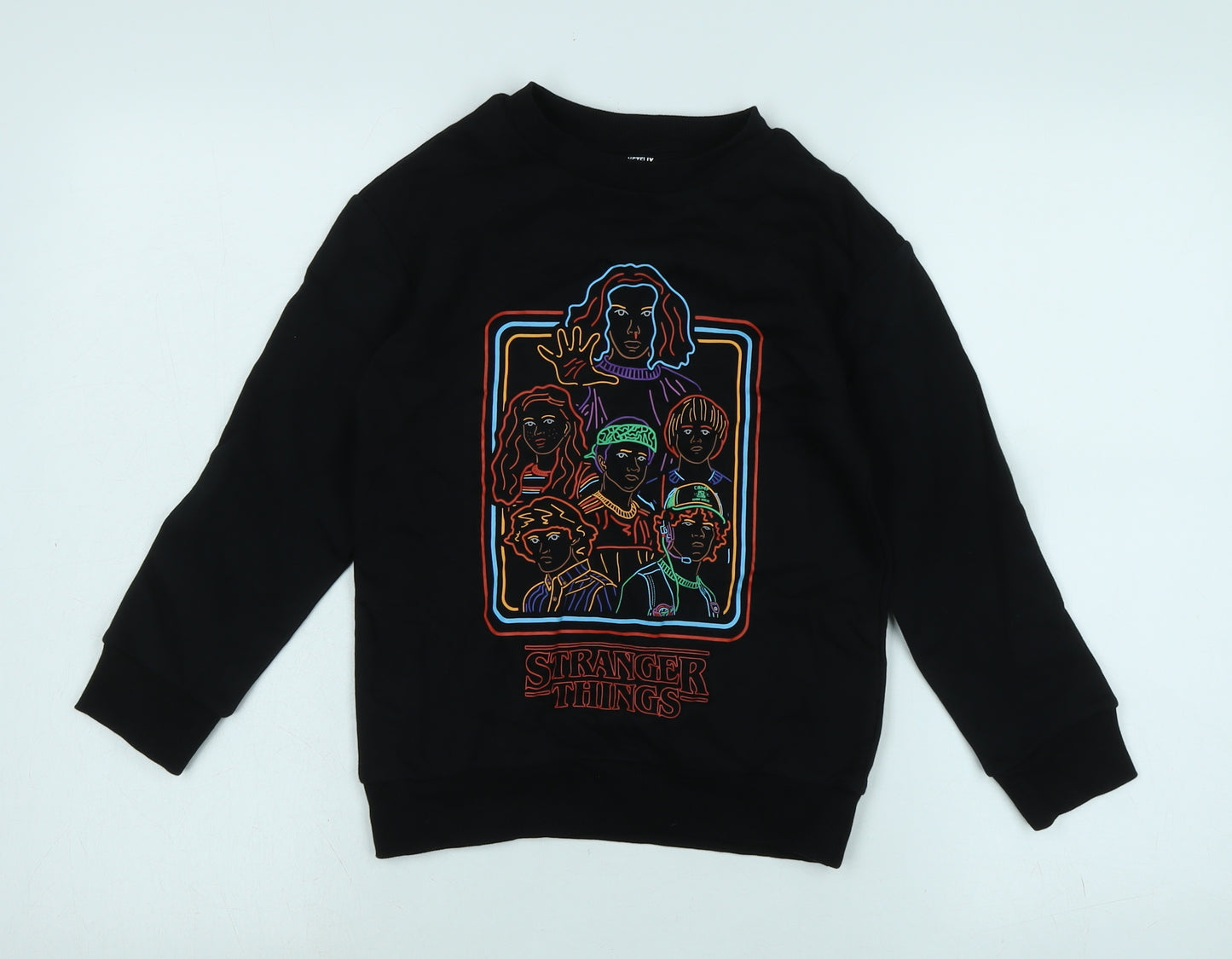 Netflix Boys Black Polyester Pullover Sweatshirt Size 7-8 Years - Stranger Things