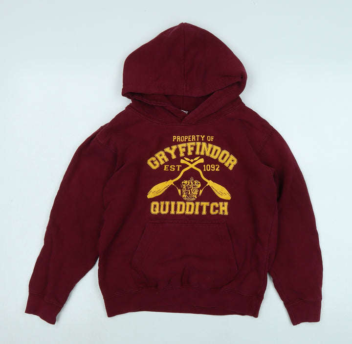 All We Do is Boys Red Cotton Pullover Hoodie Size 9-10 Years - Cryffindor Quidditch