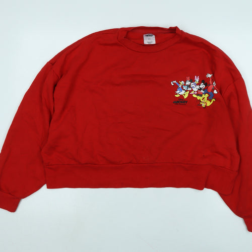 Disney Womens Red Polyester Pullover Sweatshirt Size M - Micky and Friends