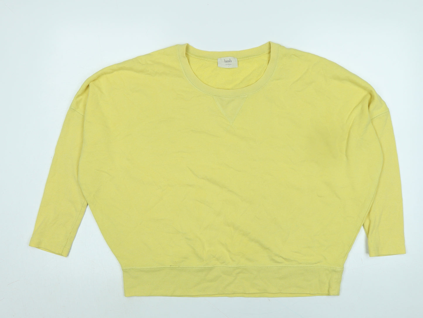 Hush Womens Yellow Cotton Pullover Sweatshirt Size S - Logo