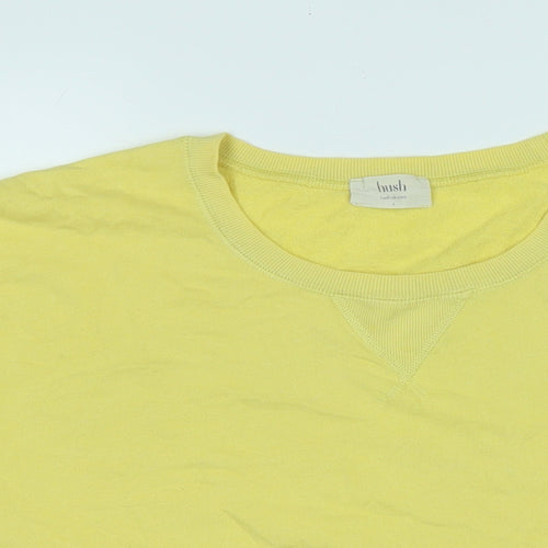 Hush Womens Yellow Cotton Pullover Sweatshirt Size S - Logo