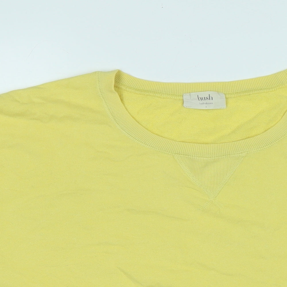 Hush Womens Yellow Cotton Pullover Sweatshirt Size S - Logo