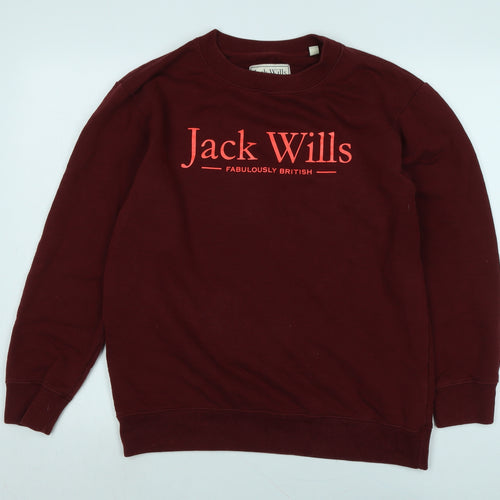 Jack Wills Womens Red Crew Neck Polyester Henley Jumper Size 12 - Jack Wills fabulous British