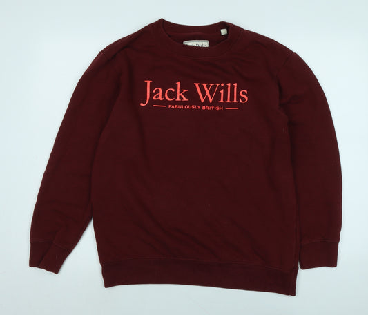 Jack Wills Womens Red Crew Neck Polyester Henley Jumper Size 12 - Jack Wills fabulous British