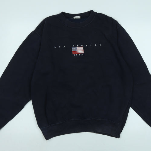 Go Go Mens Blue Polyester Pullover Sweatshirt Size L - Los Angeles 1984