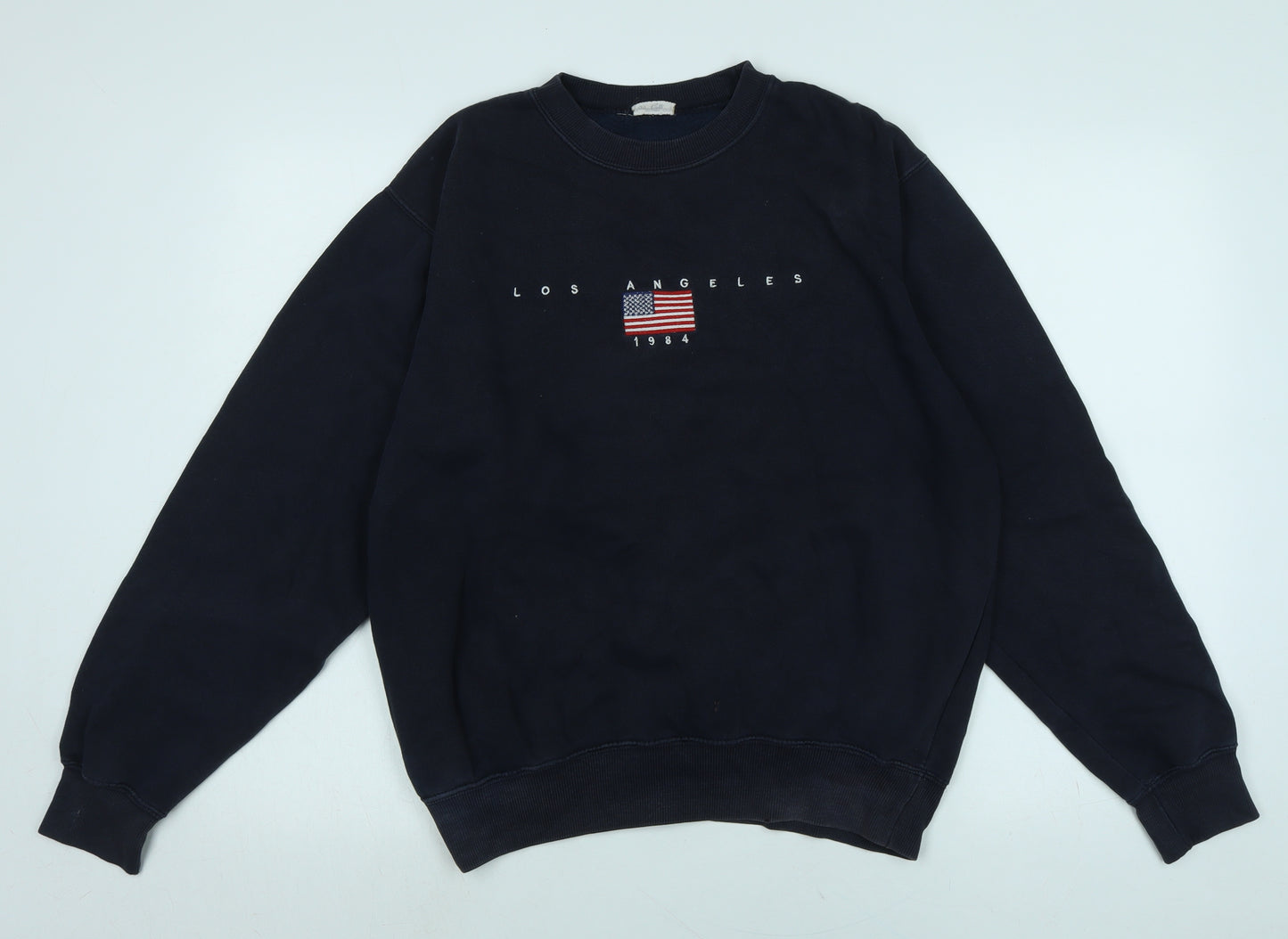 Go Go Mens Blue Polyester Pullover Sweatshirt Size L - Los Angeles 1984