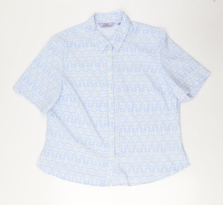 Honor Millburn Women's Blue Floral Button-Up Shirt