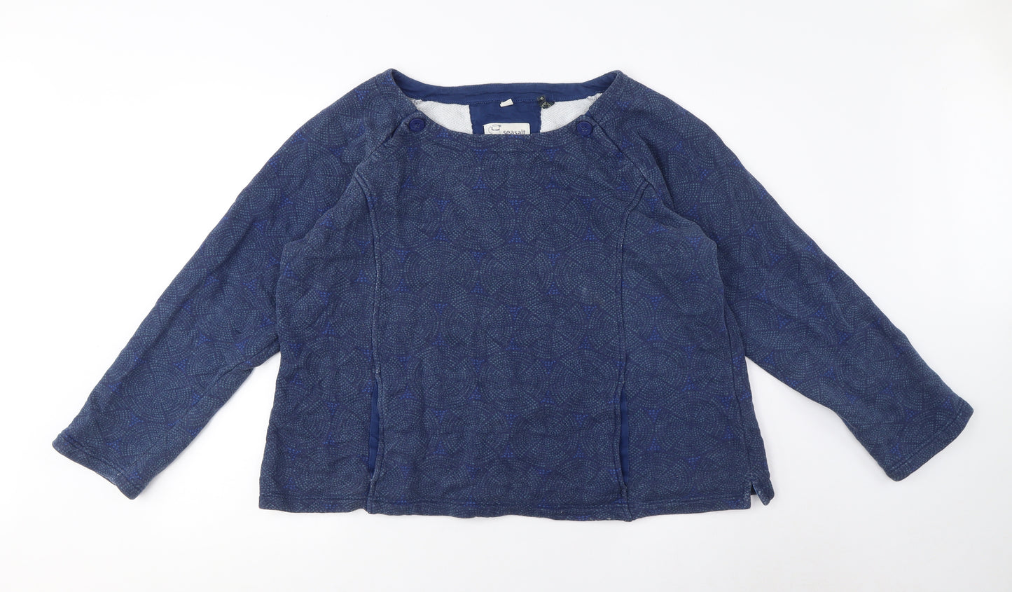 Seasalt Women's Blue Pullover Sweatshirt - M, Geometric Pattern