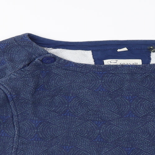 Seasalt Women's Blue Pullover Sweatshirt - M, Geometric Pattern