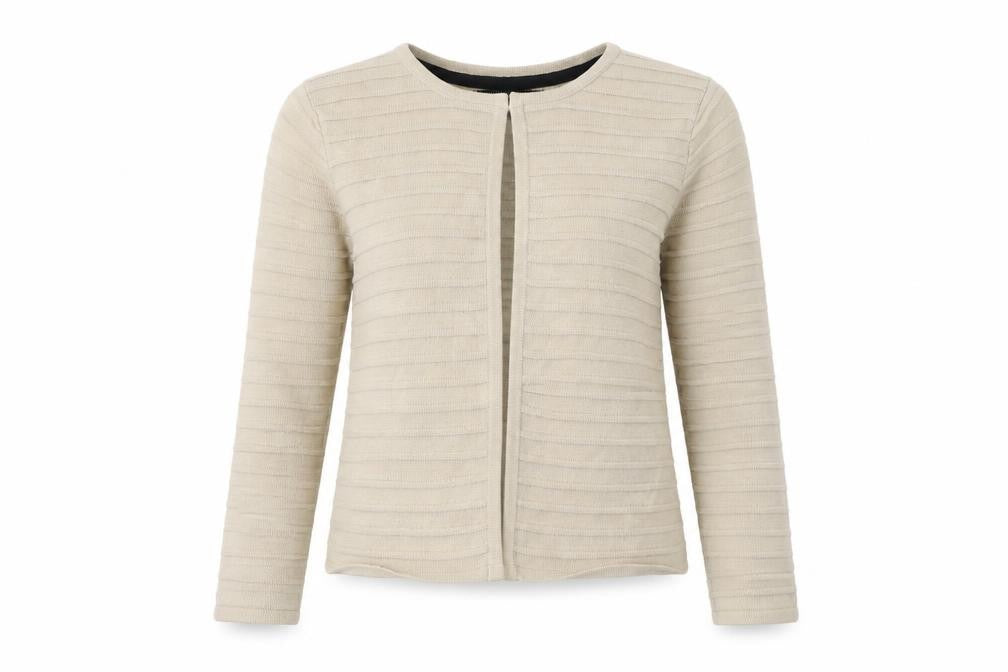 Front view of Betty Jackson Women's Beige Cardigan, size 8