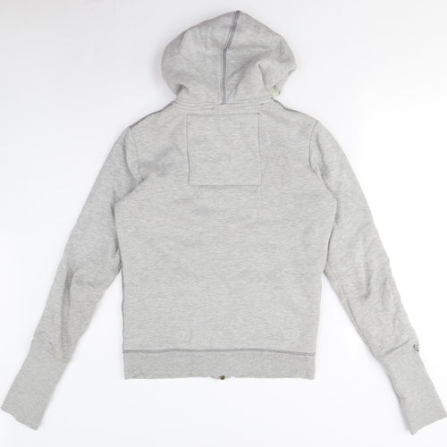 SuperDry Women’s Grey Hoodie, Size M, Full Zip, Logo Accent