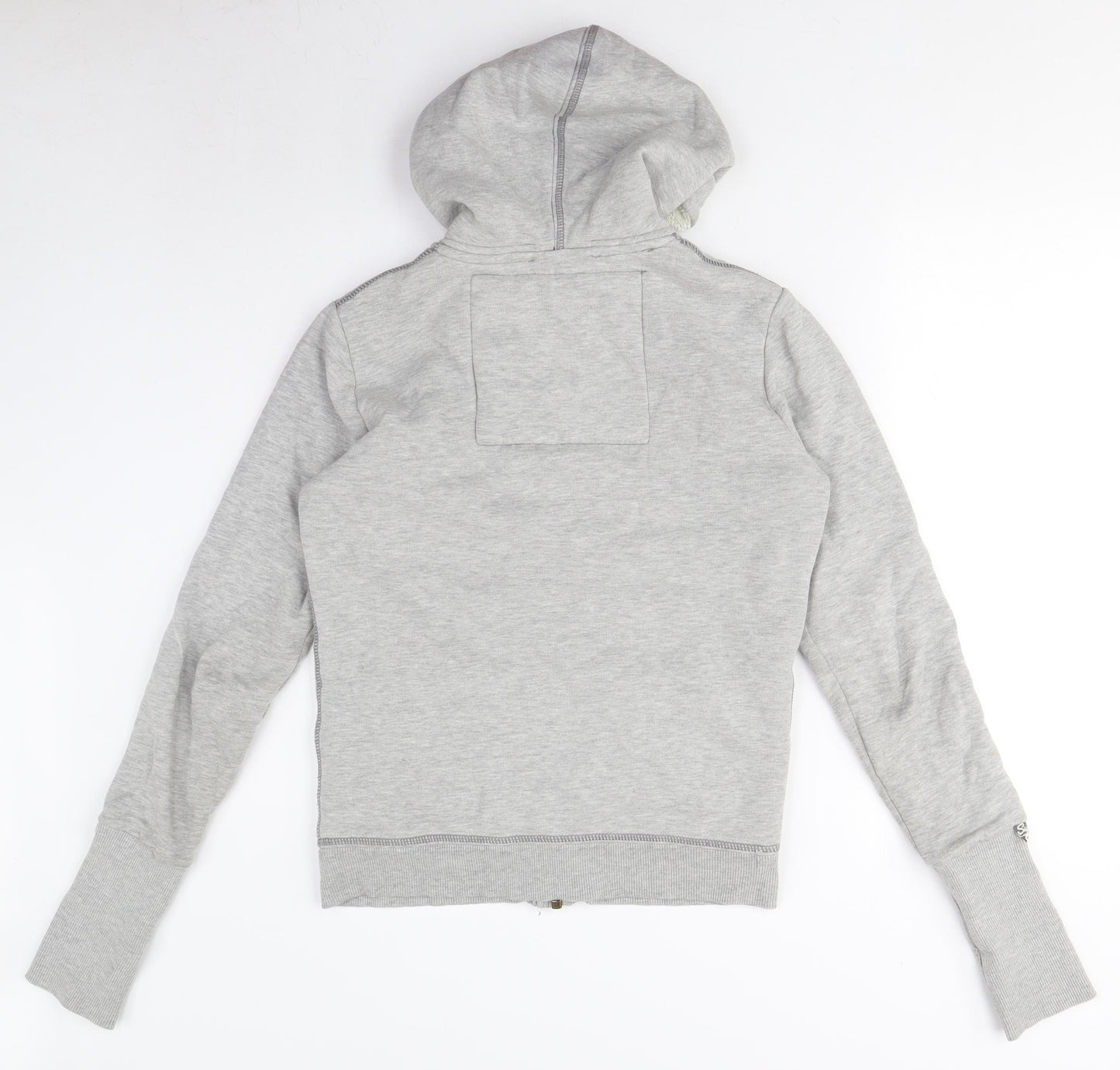 SuperDry Women’s Grey Hoodie, Size M, Full Zip, Logo Accent