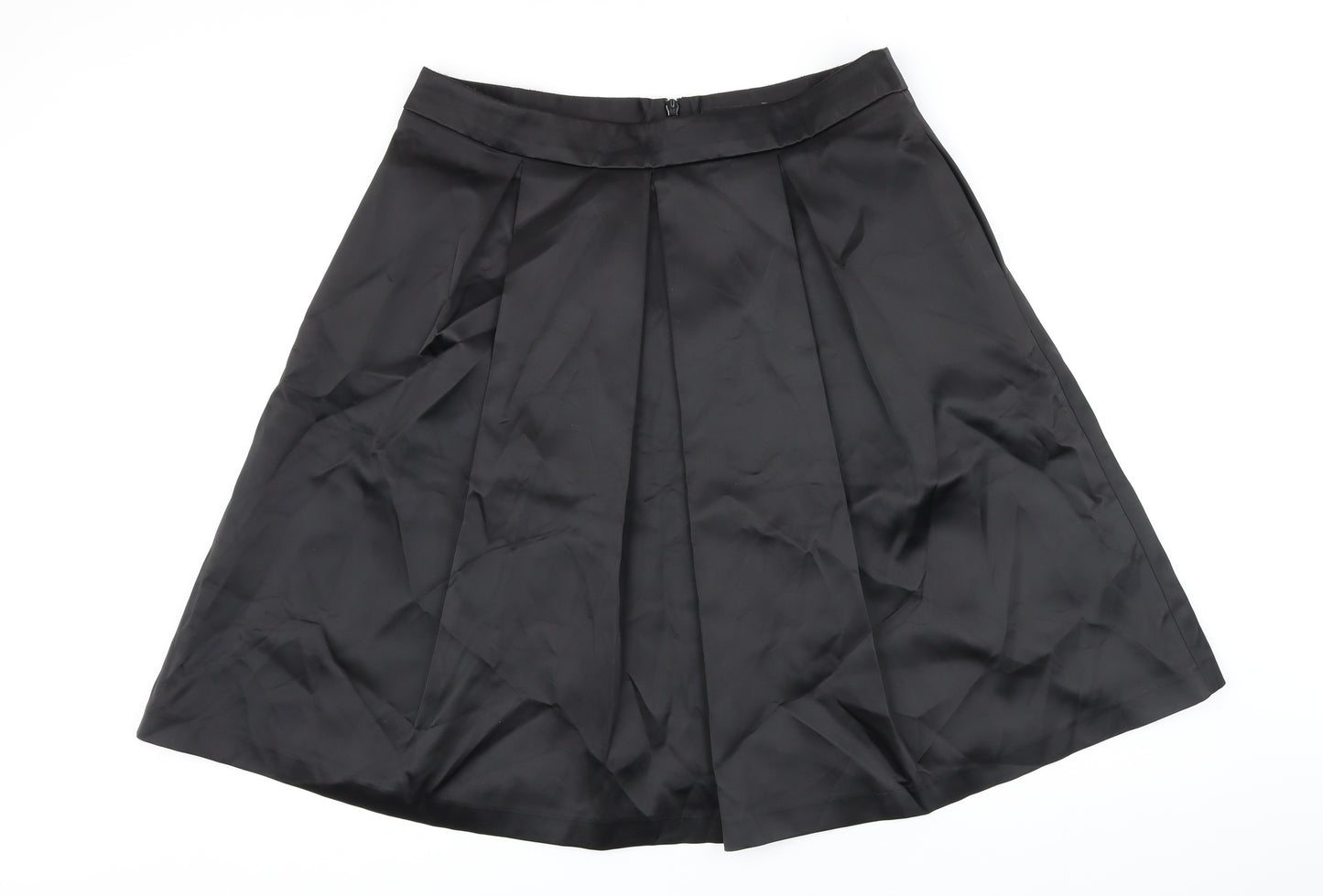 NEXT Womens Black Herringbone Polyester A-Line Skirt Size 16 Zip