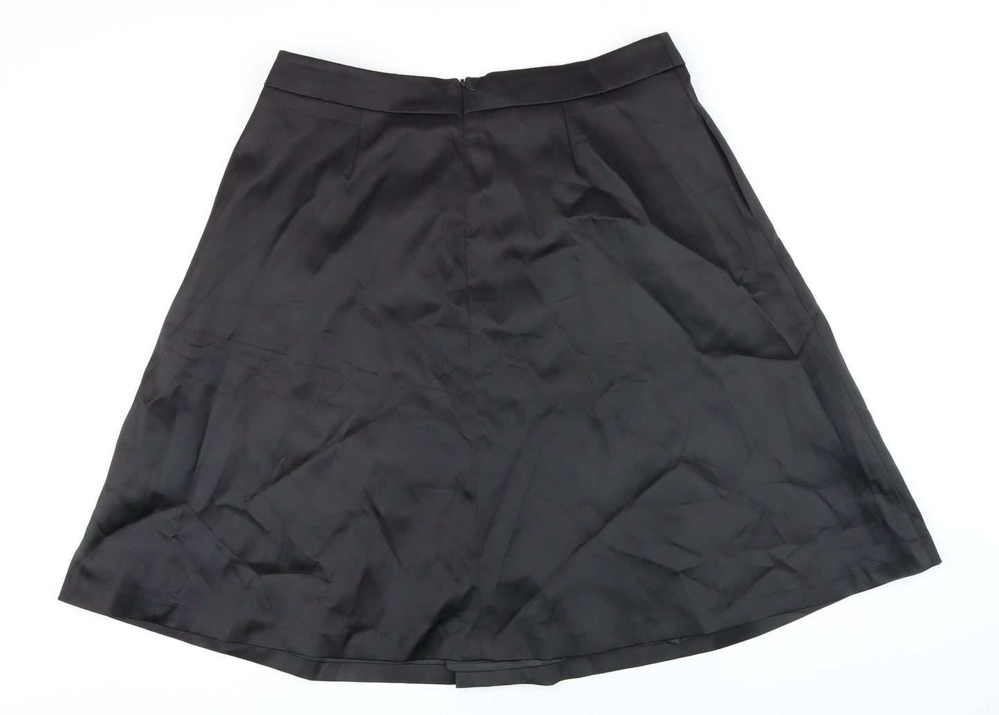 NEXT Womens Black Herringbone Polyester A-Line Skirt Size 16 Zip