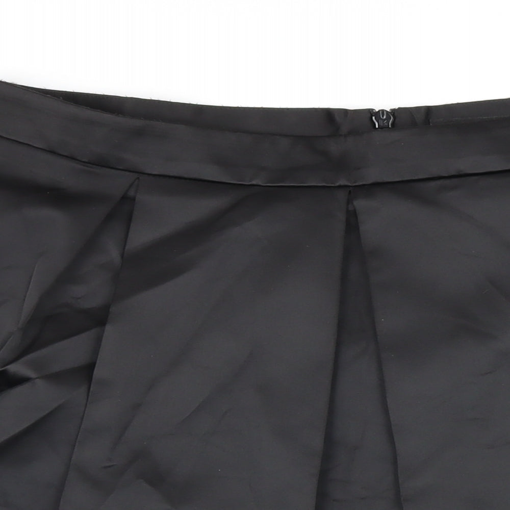 NEXT Womens Black Herringbone Polyester A-Line Skirt Size 16 Zip