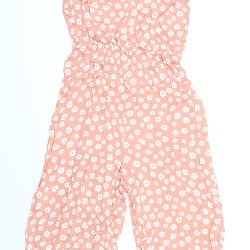 915 Girls Pink Floral 100% Viscose Jumpsuit One-Piece Size 15 Years L16 in