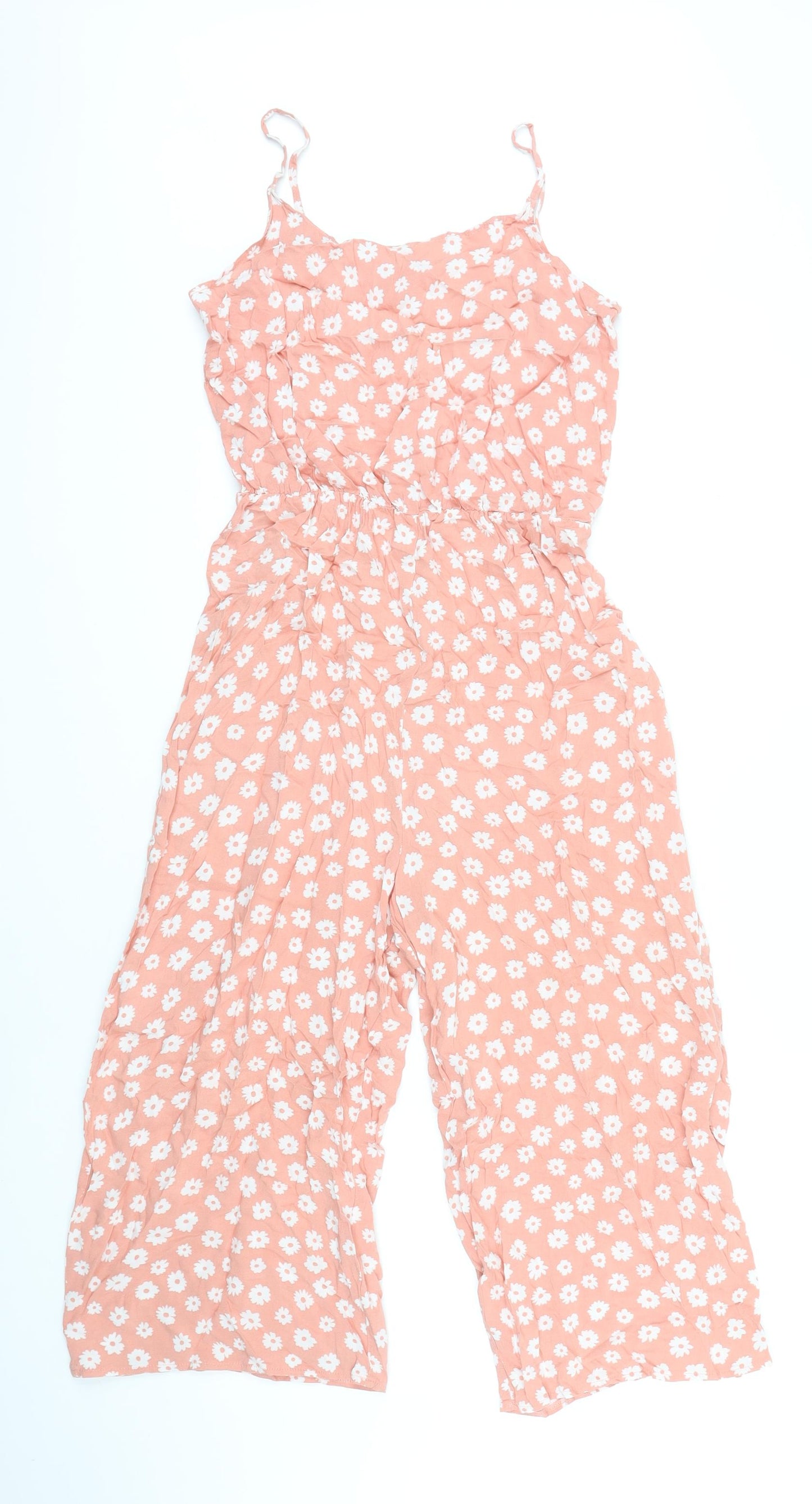 915 Girls Pink Floral 100% Viscose Jumpsuit One-Piece Size 15 Years L16 in