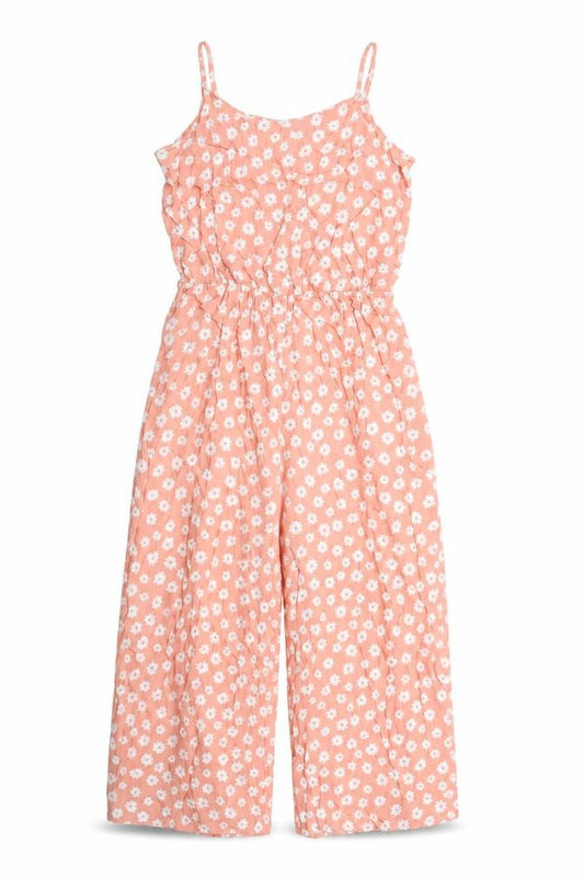 915 Girls Pink Floral 100% Viscose Jumpsuit One-Piece Size 15 Years L16 in