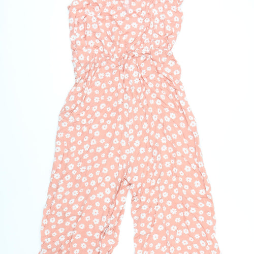 915 Girls Pink Floral 100% Viscose Jumpsuit One-Piece Size 15 Years L16 in