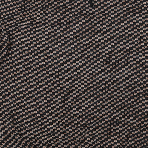Vivance Womens Black Geometric Viscose Ringer Blouse Size 12 Boat Neck